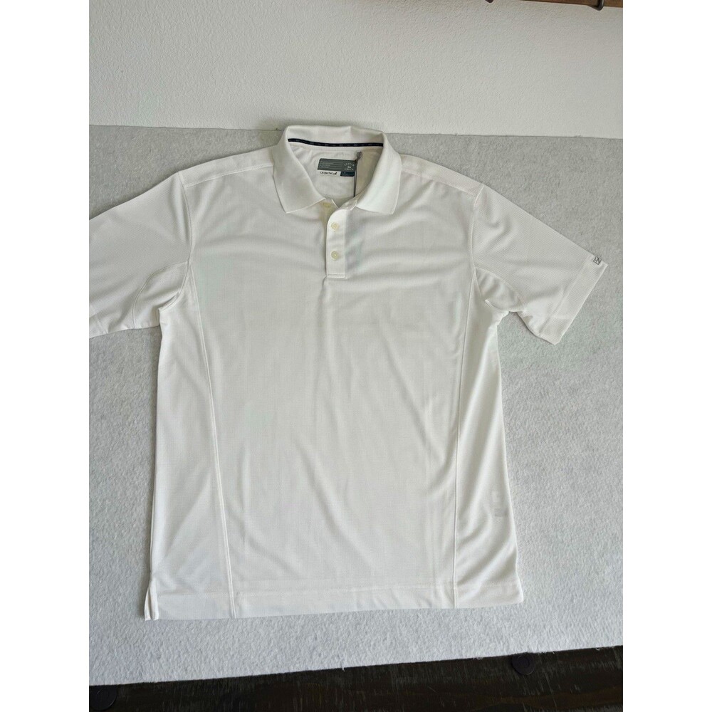 NWT Cutter & Buck CB DryTec Men’s White Solid Polo Shirt L Short Sleeve